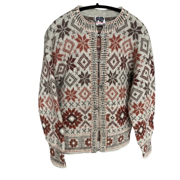 DALE OF NORWAY 100% Wool Cardigan Sweater Winter Geometric Women's Medium - Picture 1 of 10